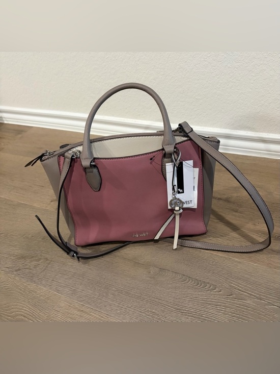 Nine West Handbags - Nine West Pink and Taupe Colorblock Satchel with Cream Accent
